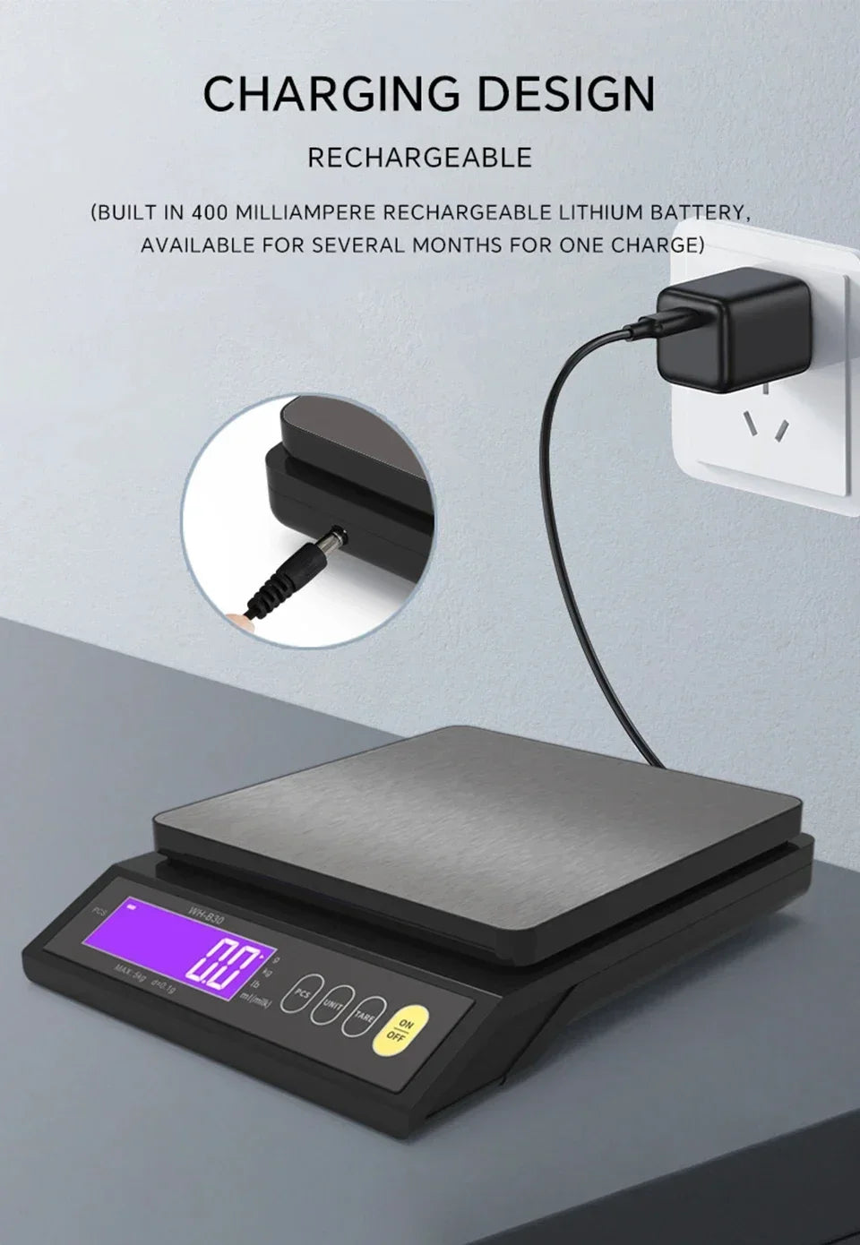 Balança Digital Recarregável Alta Precisão À Prova D'água (Inox)