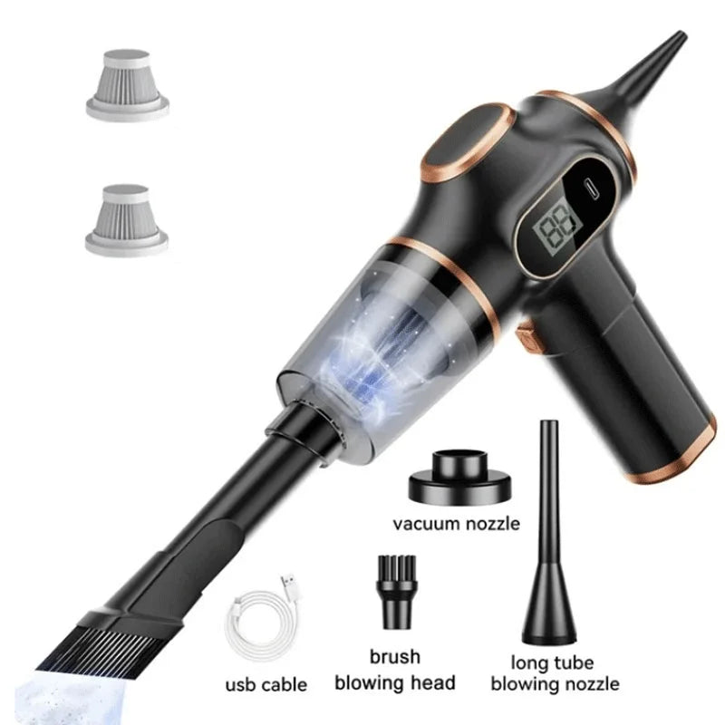 Mini Aspirador de Pó Portátil 4 em 1: Aspira, Sopra, Infla e Carrega