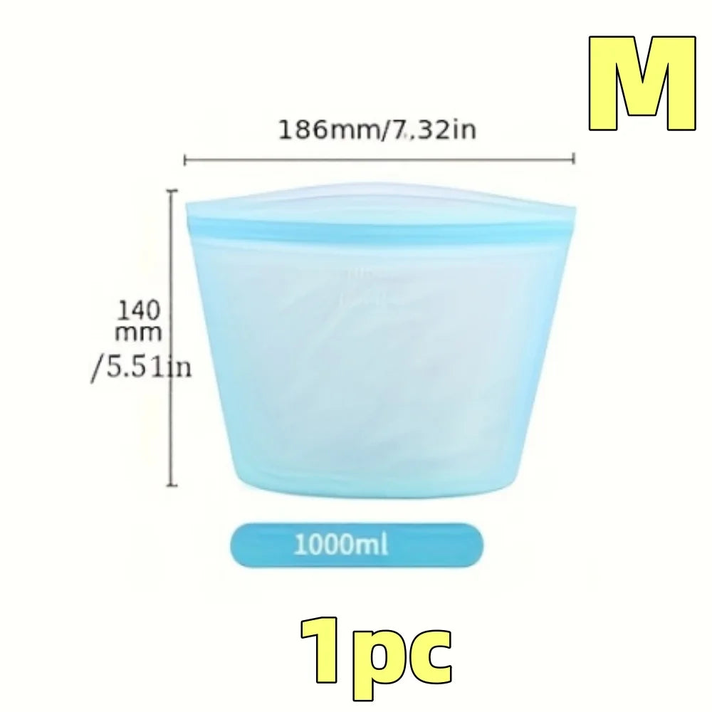 Kit 3 Sacos de Silicone Reutilizáveis: Ziplock à Prova de Vazamento