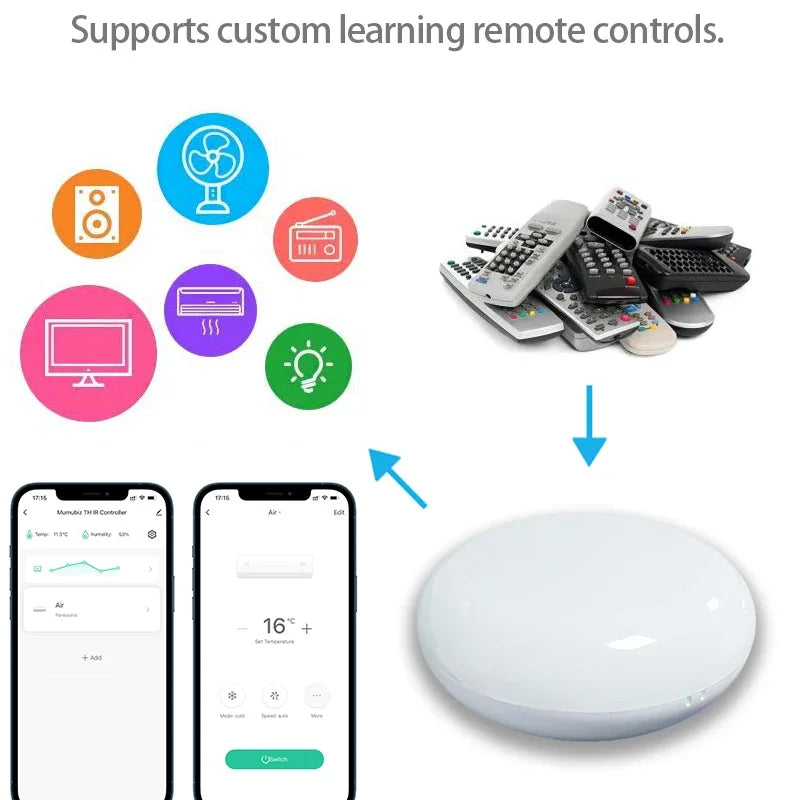 Controle Remoto Universal Inteligente Tuya Wifi IR com Sensor de Temperatura e Umidade
