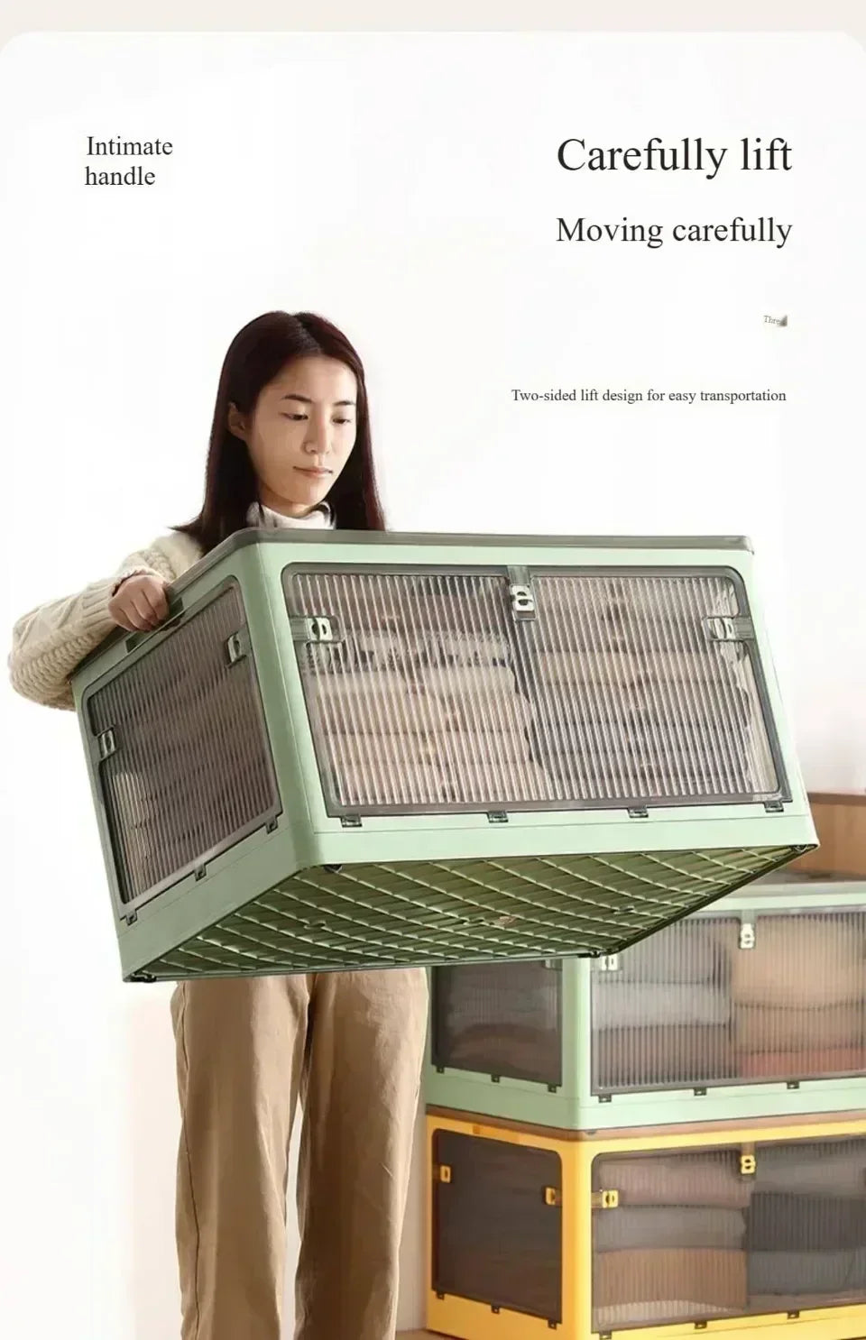 Baú Organizador Empilhável com Portas Frontais e Rodas