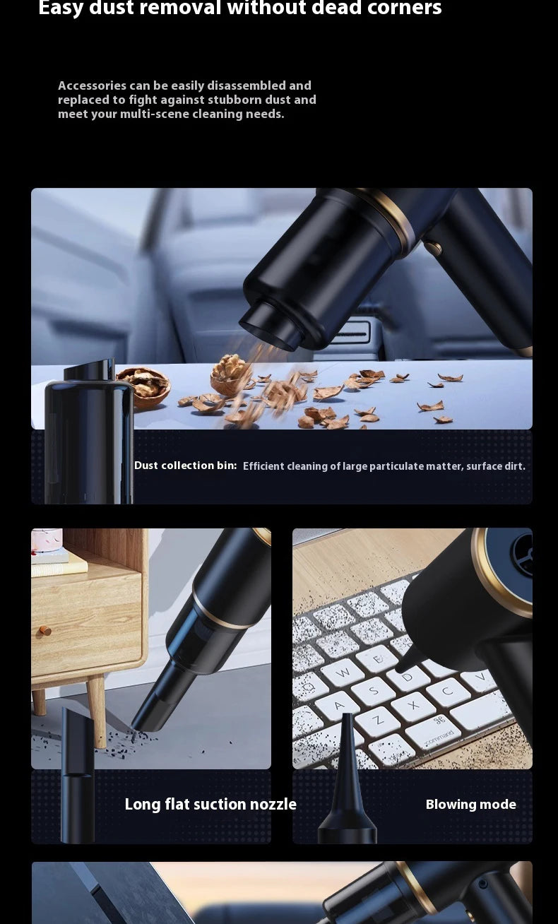 Mini Aspirador e Soprador Recarregável com Acessórios