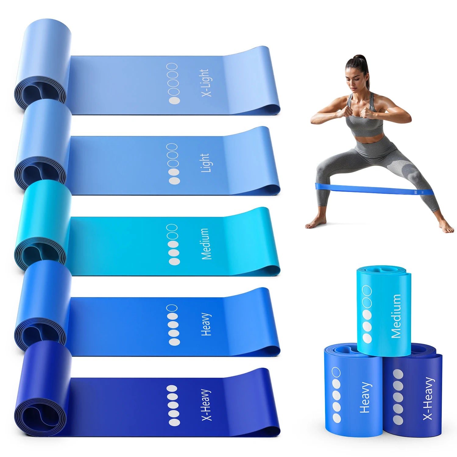 Kit 5 Faixas Elásticas Mini Band TPE para Treino Funcional e Yoga