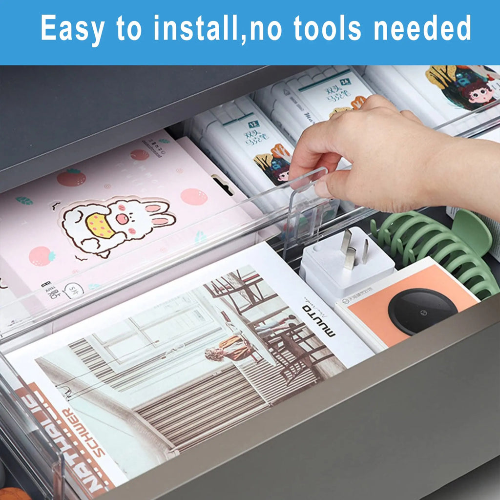 Kit com 4 Divisórias de Gaveta Expansíveis e Ajustáveis (27.5 a 52cm)