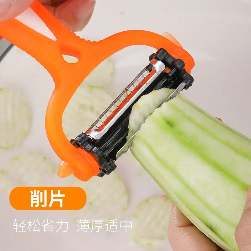 Descascador de Legumes 3 em 1: Giratório 360° com 3 Lâminas