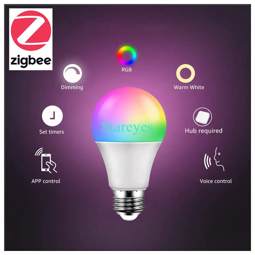 Lâmpada LED Inteligente Wifi/Zigbee RGB + CCT (E27, E14 ou GU10)