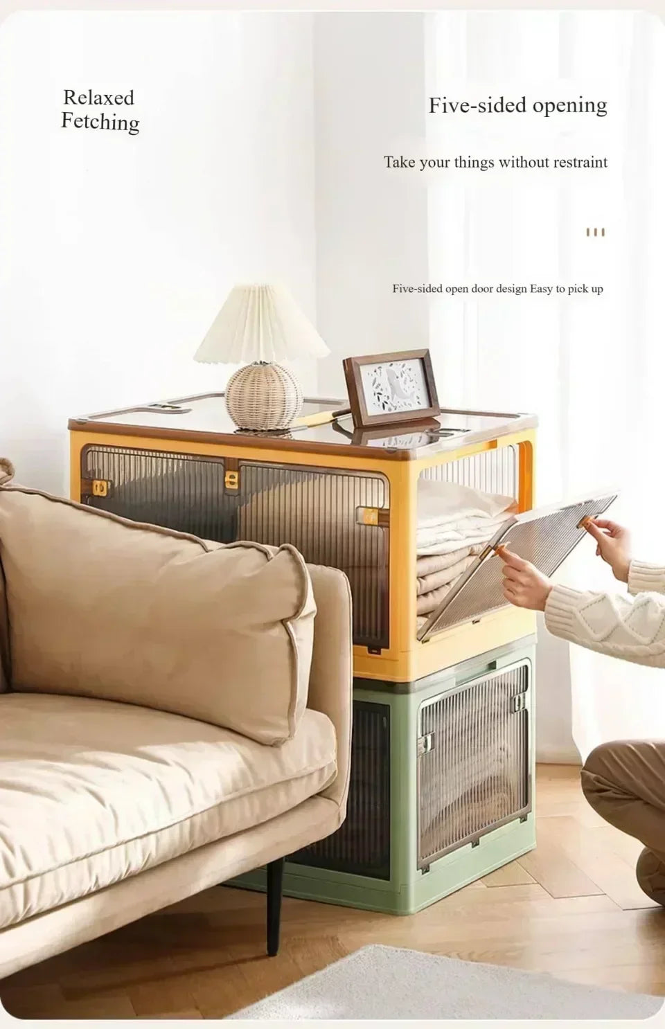 Baú Organizador Empilhável com Portas Frontais e Rodas