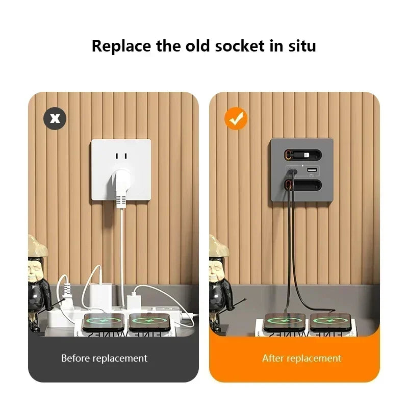 Tomada de Parede Inteligente Universal com Cabo de Carregamento Retrátil 20W