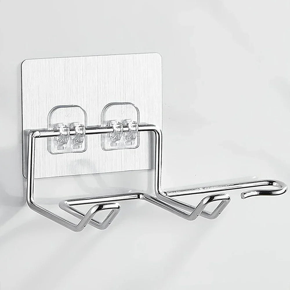 Suporte Moderno em Inox para Secador de Cabelo (Adesivo de Alta Fixação)