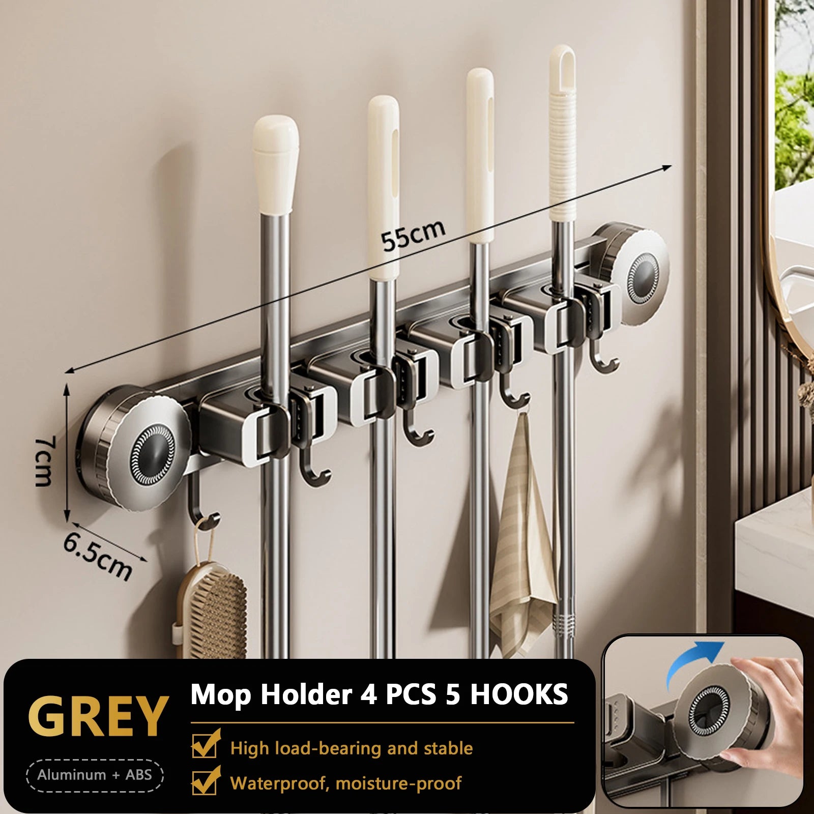 Kit Suporte de Parede Sem Furos com Fixação por Ventosa