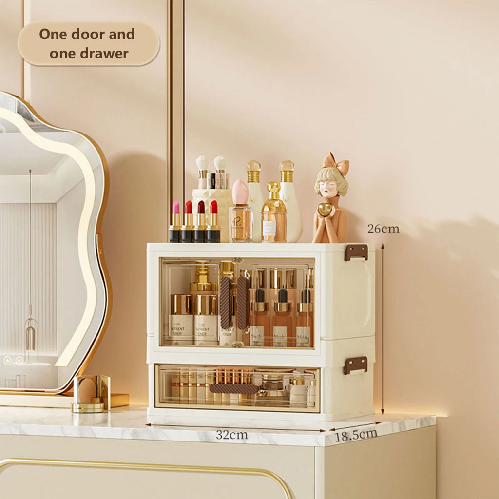 Organizador de Maquiagem Acrílico com Gavetas e Portas Magnéticas