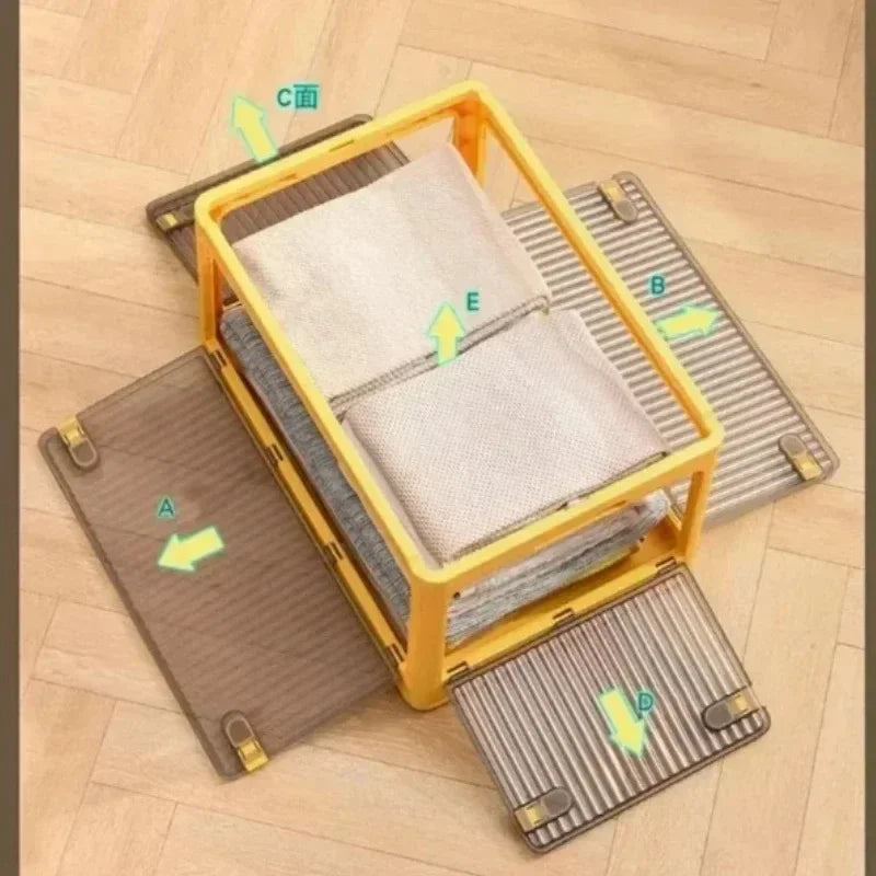 Caixa Organizadora Dobrável com Rodinhas e Tampa Transparente