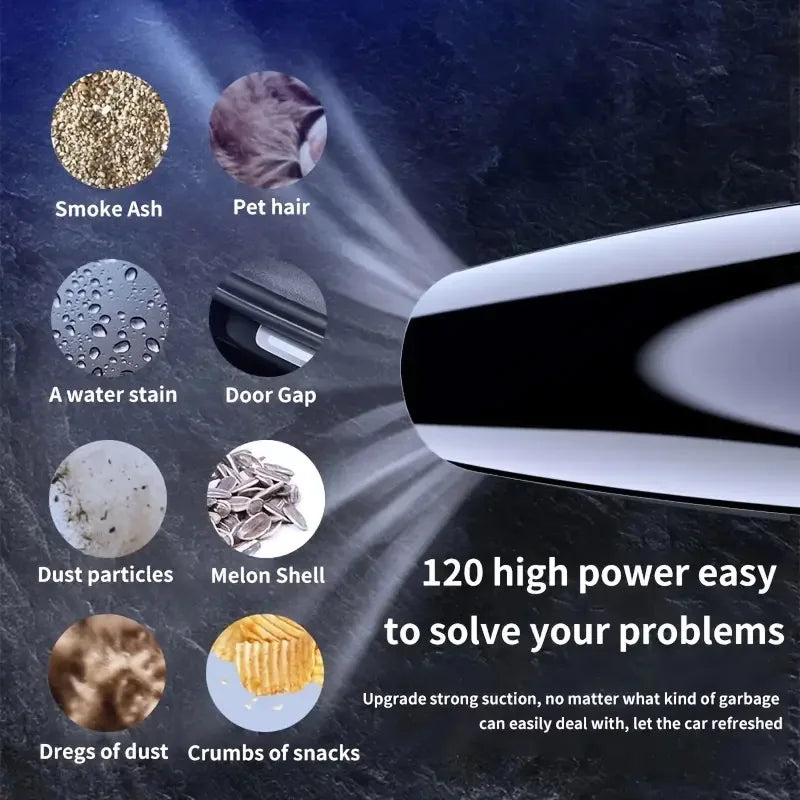 Aspirador de Pó Portátil 12V (120W) para Limpeza