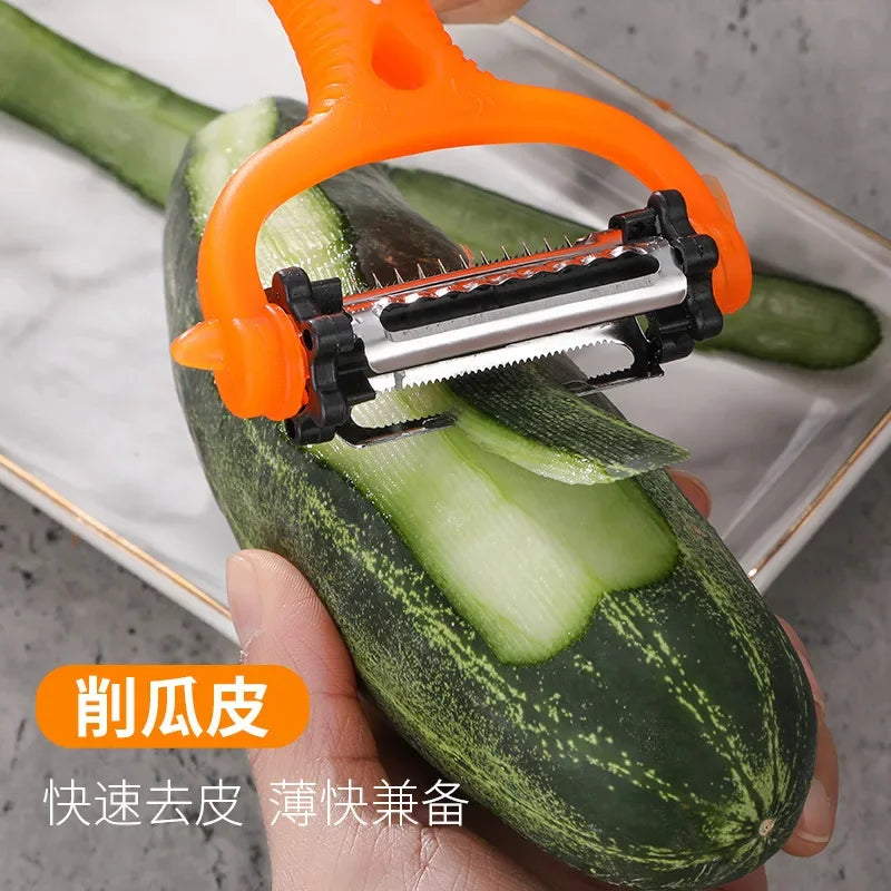 Descascador de Legumes 3 em 1: Giratório 360° com 3 Lâminas