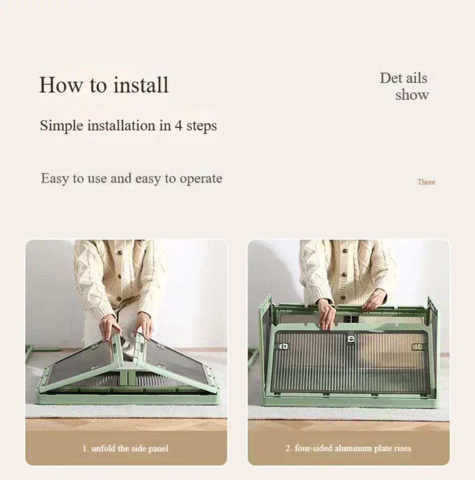 Baú Organizador Empilhável com Portas Frontais e Rodas