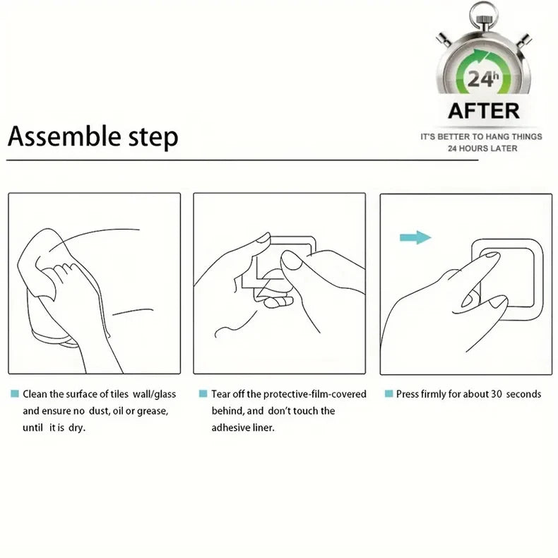 Kit 4 Peças Gancho Adesivo de Parede Efeito Aço Inox (Sem Furos)