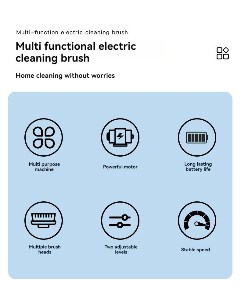 Esfregão Elétrico Giratório Recarregável com até 9 Acessórios de Limpeza
