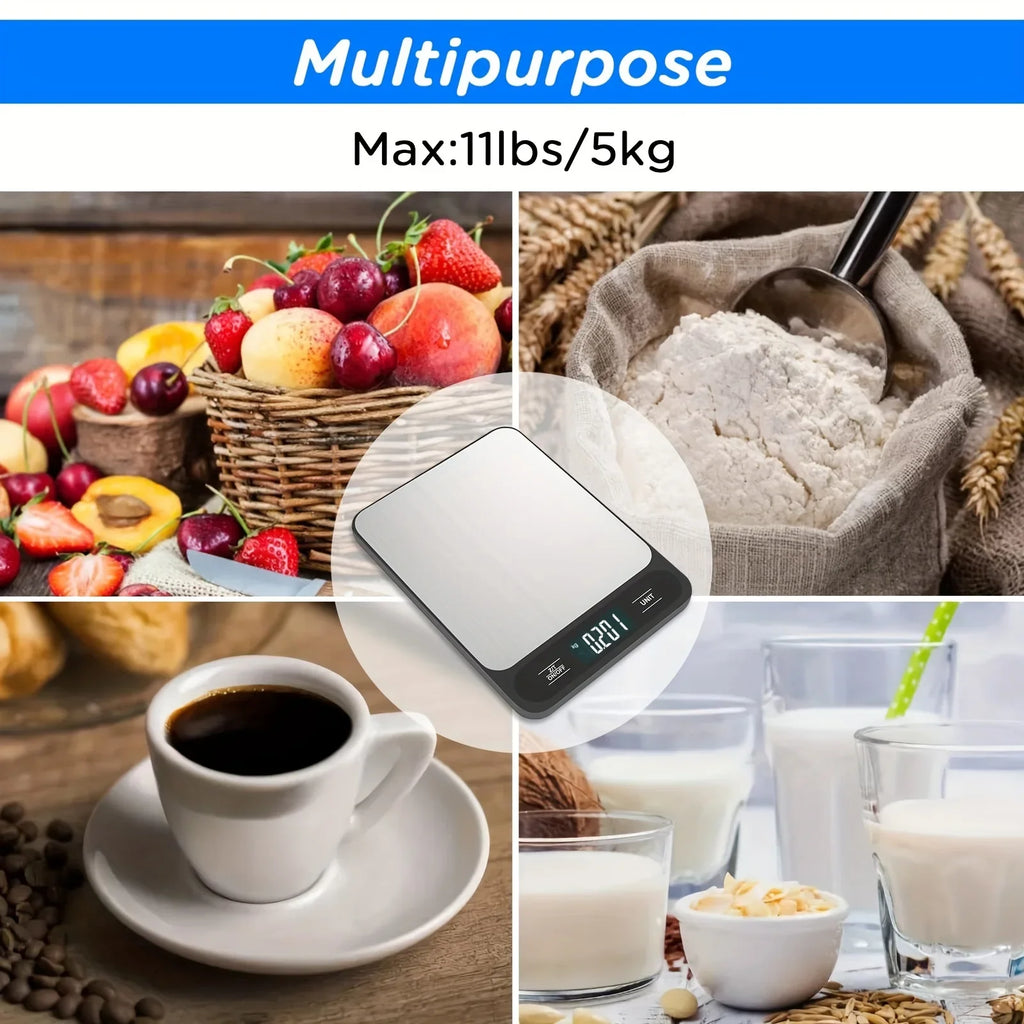 Balança Culinária LCD em Aço Inox (Precisão 1g)