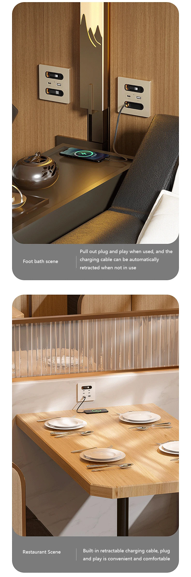 Tomada de Parede Inteligente Universal com Cabo de Carregamento Retrátil 20W