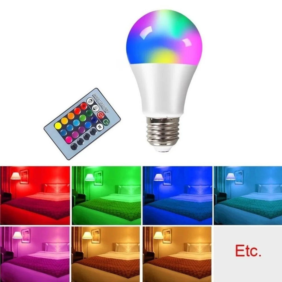 Lâmpada LED E27 RGBW Colorida com Controle Remoto (5W/10W/15W)
