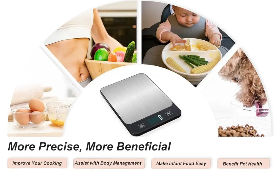 Balança Culinária LCD em Aço Inox (Precisão 1g)