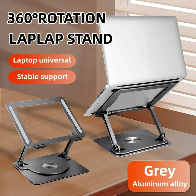 Suporte Ajustável para Notebook com Base Giratória 360° (Alumínio)