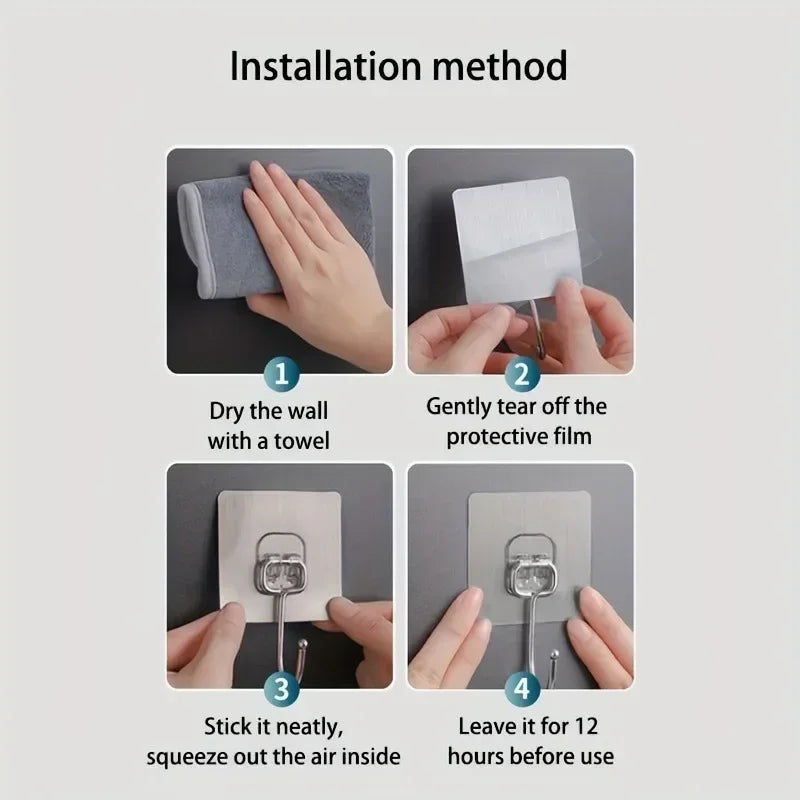 Kit com 3 Ganchos Adesivos de Parede Multiuso (Alta Resistência/Sem Furos)