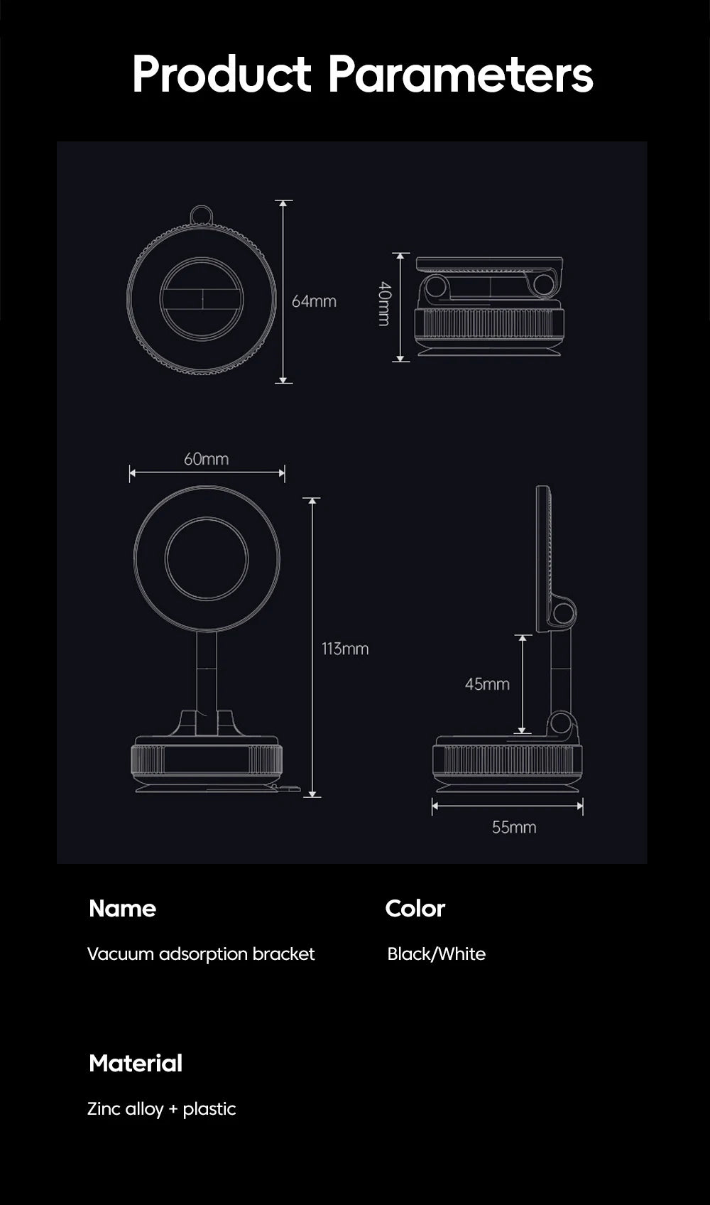 Suporte Magnético Veicular Dobrável com Rotação 360° para Painel