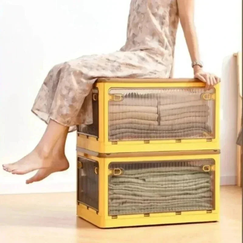 Caixa Organizadora Dobrável com Rodinhas e Tampa Transparente