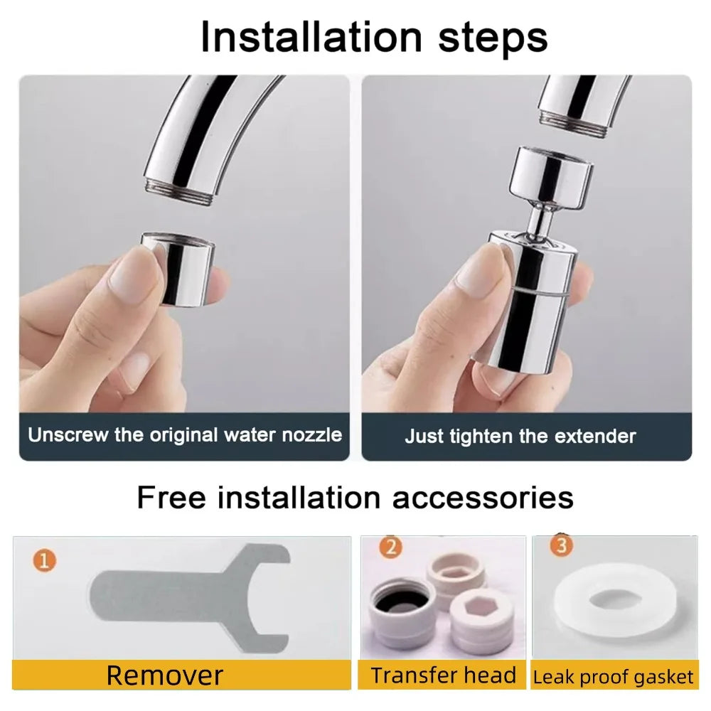 Bico Aerador de Torneira Giratório 360° com 2 Modos de Jato