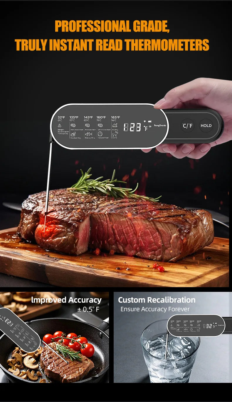 Termômetro Culinário Recarregável: Sem Fio e à Prova D'água (IP67)