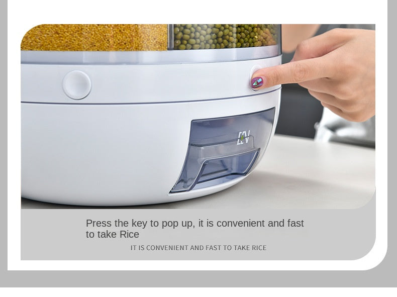 Dispensador Giratório 360° para Arroz e Cereais: Selado e à Prova de Umidade