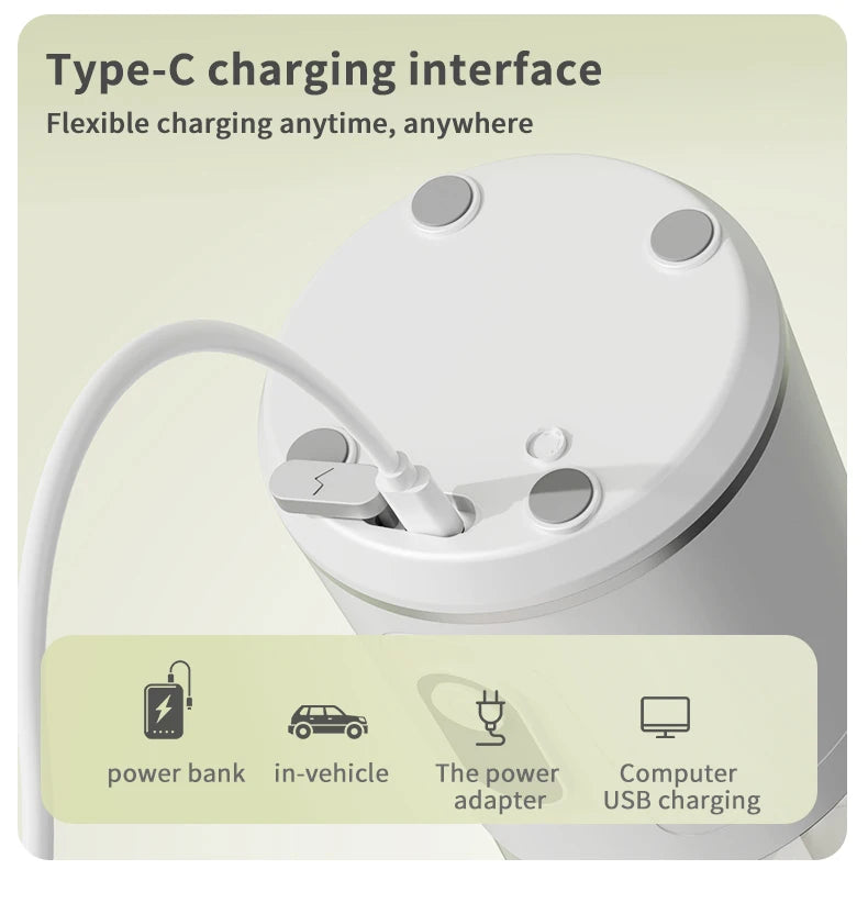 Copo Liquidificador Portátil 600ml: Bateria 2400mAh e 12 Lâminas