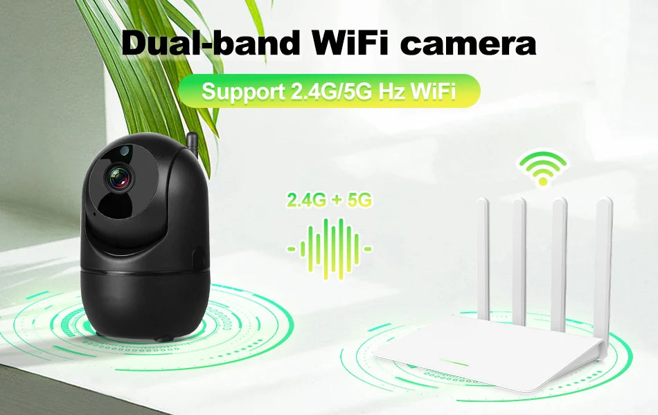 Câmera de Segurança Interna Wifi com Rastreamento Automático (2.4G e 5G)