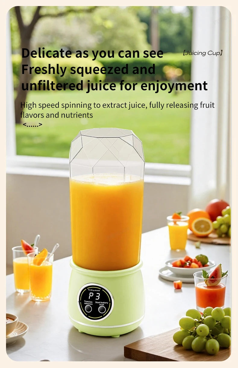 Liquidificador Portátil USB Recarregável 500ml: 3 Níveis de Potência