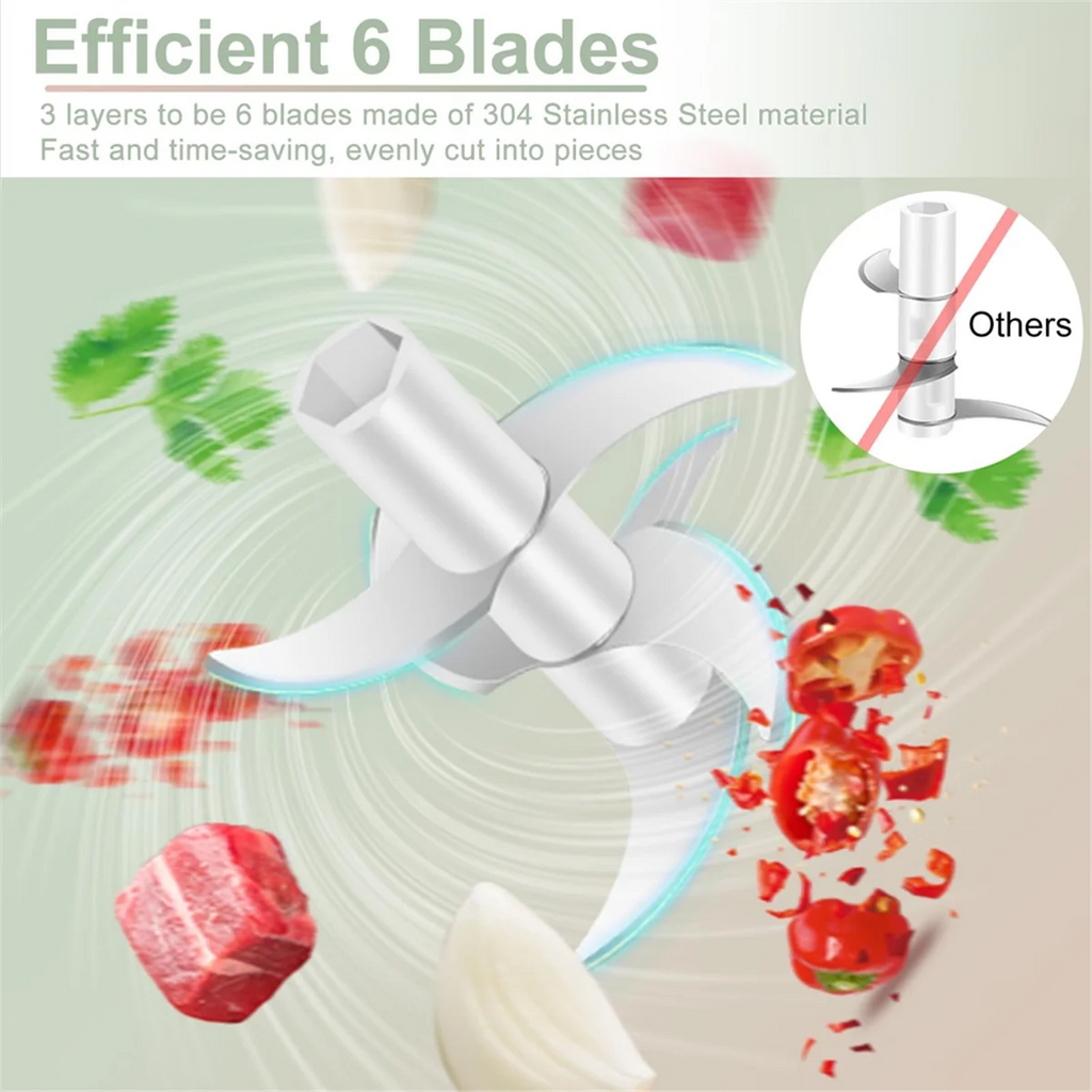 Processador de Alimentos Portátil 400ml: Sem Fio com 6 Lâminas
