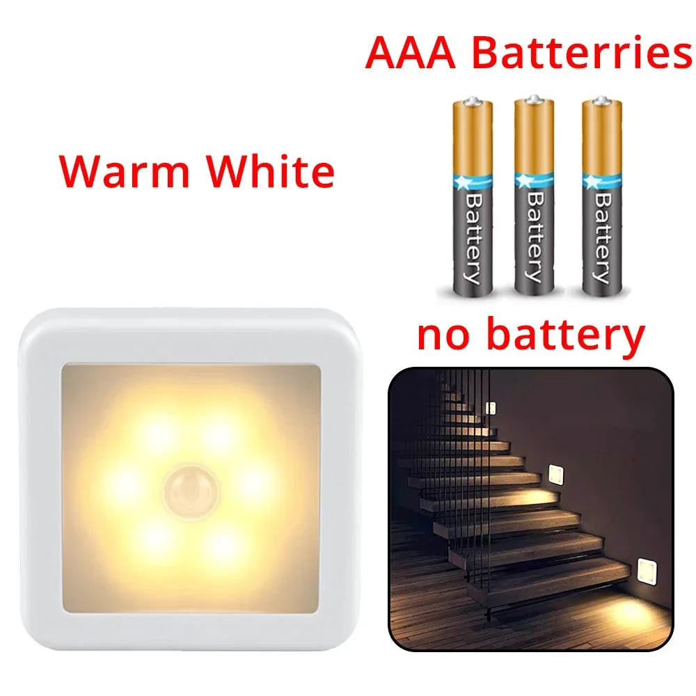 Luz Noturna LED com Sensor de Movimento (Pilha ou Recarregável USB)