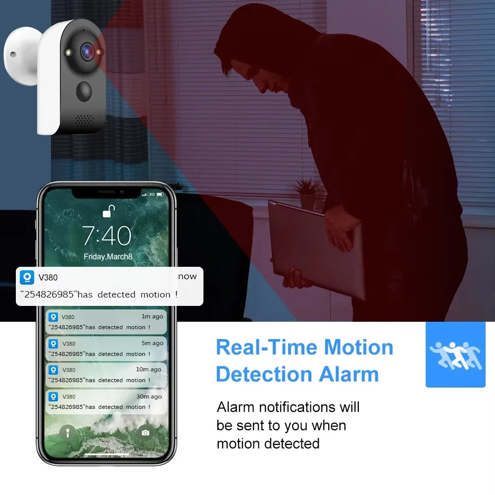 Câmera de Segurança Wifi 5MP Sem Fio com Bateria e Visão Noturna