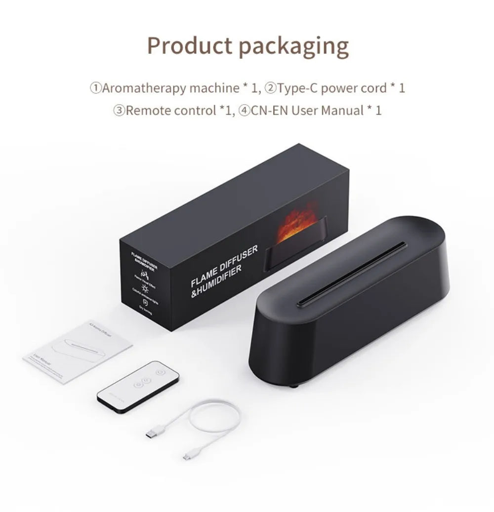 Difusor de Aromas Ultrassônico USB com Efeito Chama Colorida