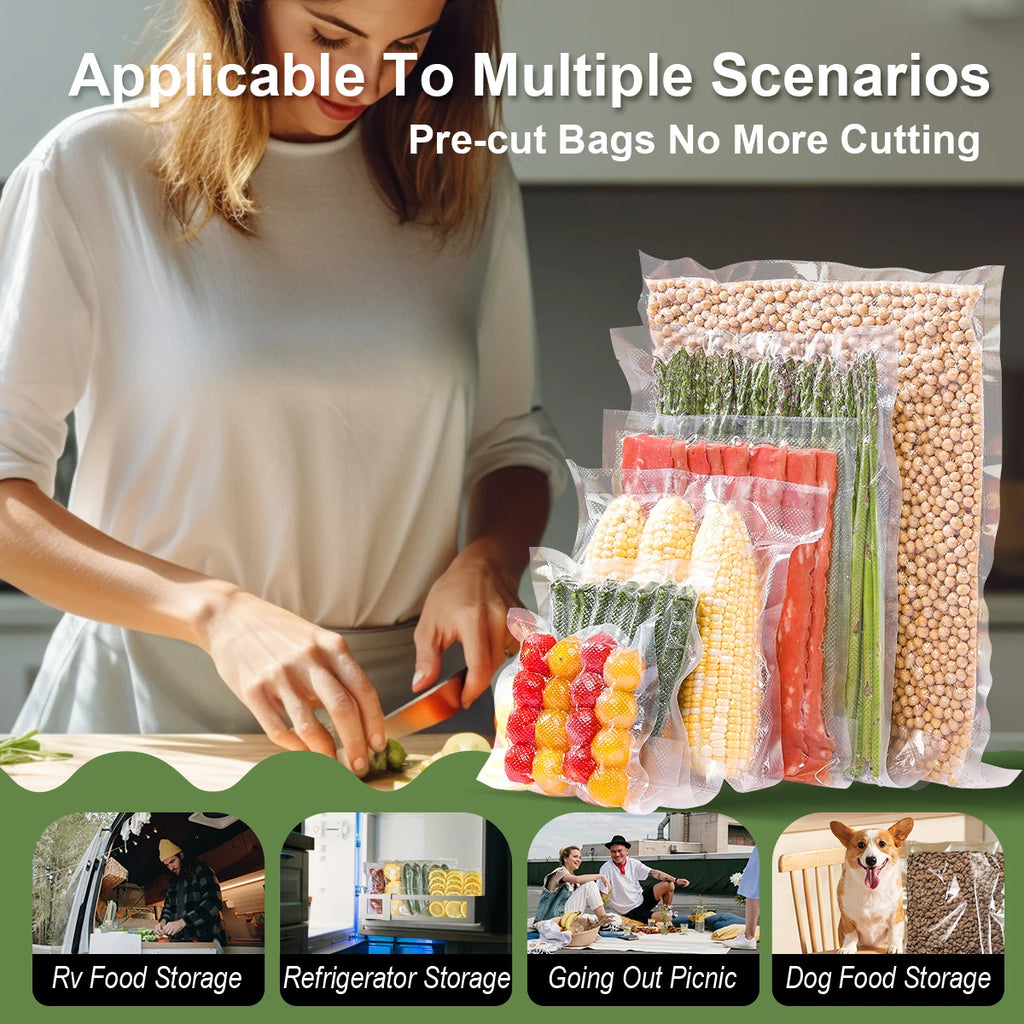 Kit 100 Sacos para Seladora a Vácuo: Armazenamento de Alimentos