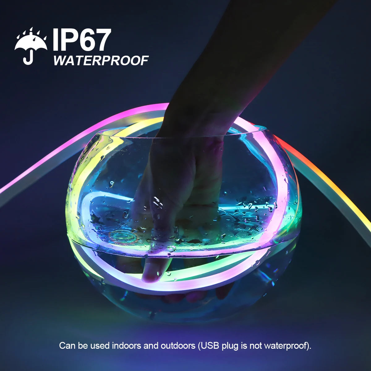 Fita LED Neon RGBIC Inteligente Flexível com Controle via App (USB)