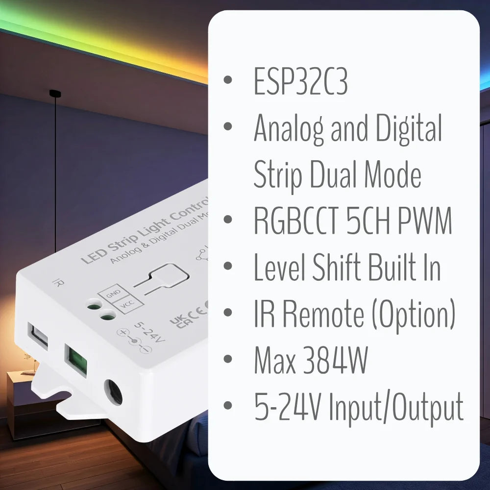Controlador WLED IoTorero para Fitas LED RGBCCT e Endereçáveis (Home Assistant)