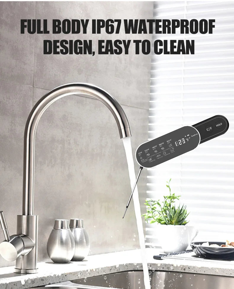 Termômetro Culinário Recarregável: Sem Fio e à Prova D'água (IP67)