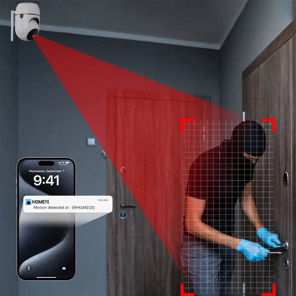 Câmera de Segurança Wifi 360° 2K com Rastreamento Automático