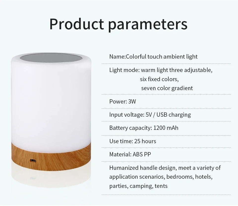 Luminária de Mesa LED RGB com Controle Remoto ou Toque (7 ou 13 Cores)