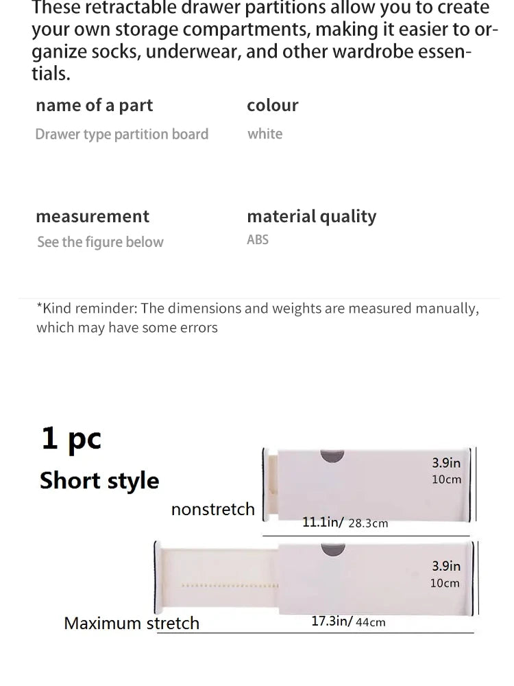 Divisória de Gaveta Ajustável e Retrátil para Organização