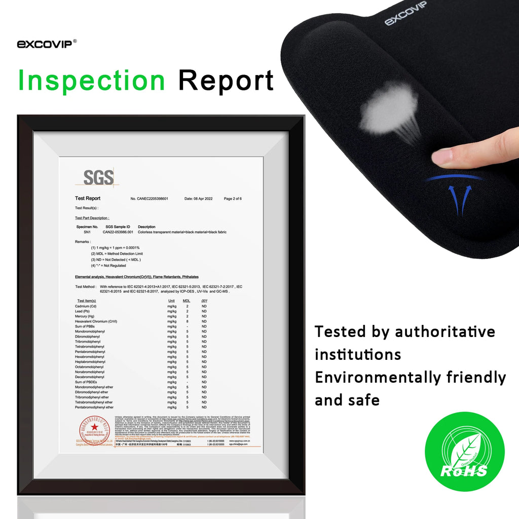 Mousepad Ergonômico EXCO com Apoio de Pulso em Memory Foam