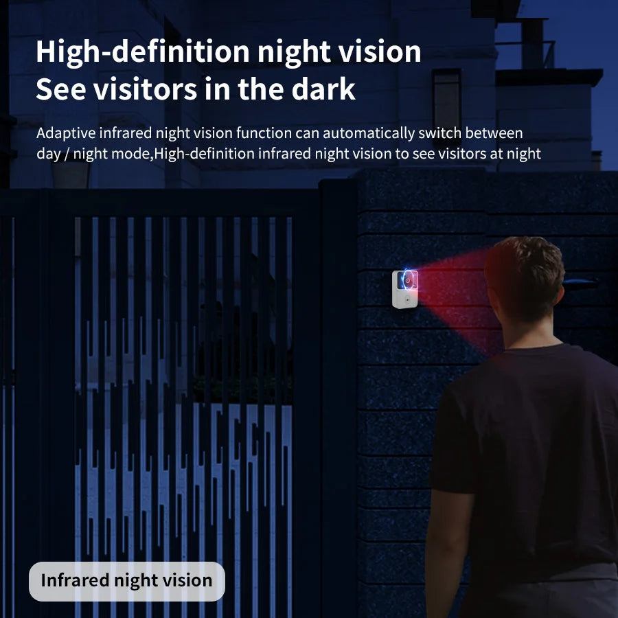 Campainha Inteligente com Câmera Wifi Sem Fio (App Tuya Smart)