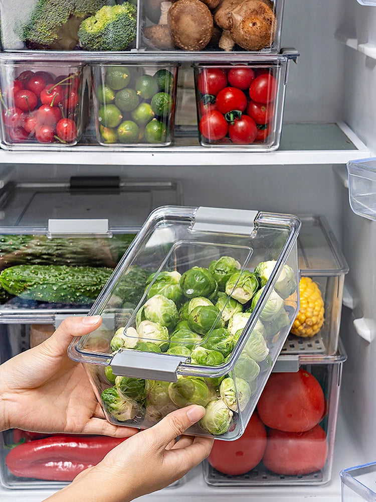 Organizador de Acrílico Transparente para Geladeira e Freezer (Empilhável)