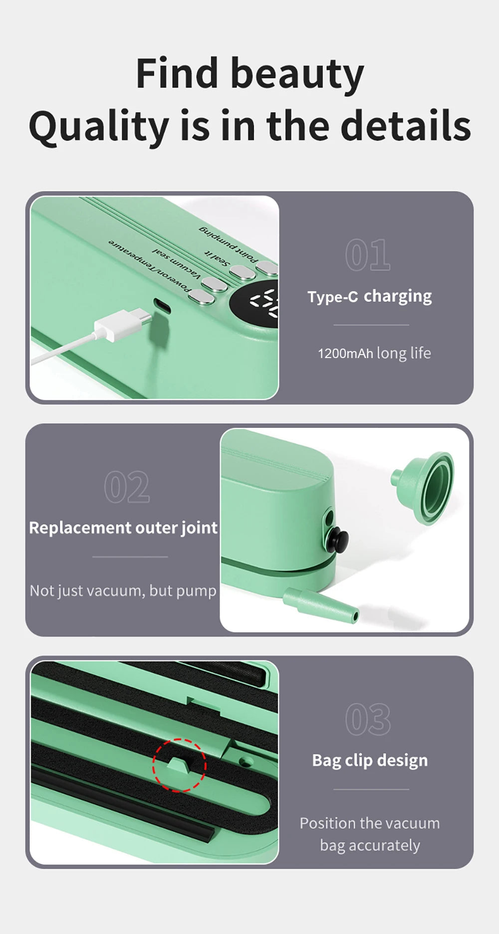 Mini Seladora a Vácuo Portátil: Recarregável USB com 3 Modos